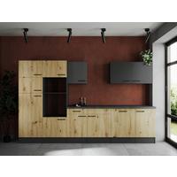 Kuhinjski Blok Brez Aparatov Oliver, 340cm - siva/črna, Design, kovina/leseni material (340cm) - Respekta