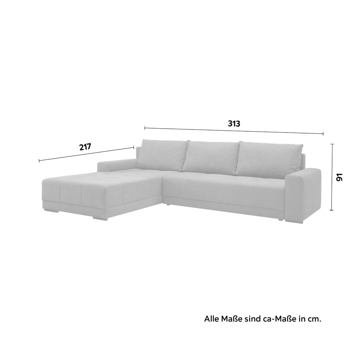 Sedežna Garnitura Adriano, Siva, Ležišče, Predal - siva/črna, Moderno, tekstil (313/91/217cm) - Mömax