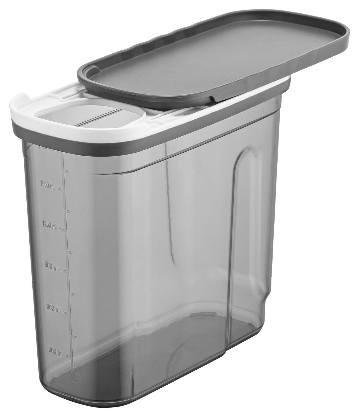 Recipient alimente vrac Blacky-1,8L - străveziu/antracit, Modern, plastic (19,9/9,5/18cm) - Mömax