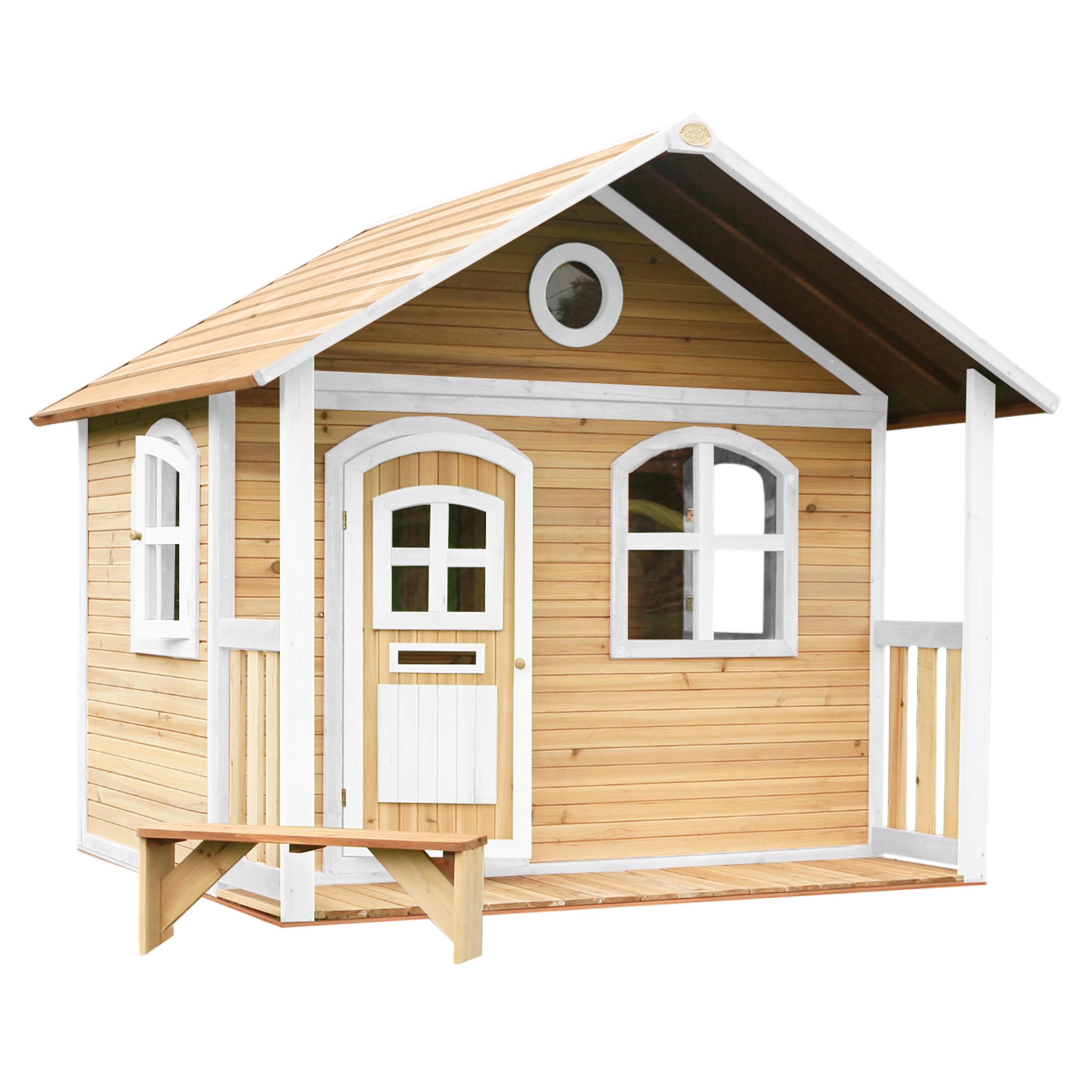 Spielhaus Milan aus Zedernholz - Braun/Weiß, Basics, Holz (202/180/191cm) - Ambia Garden
