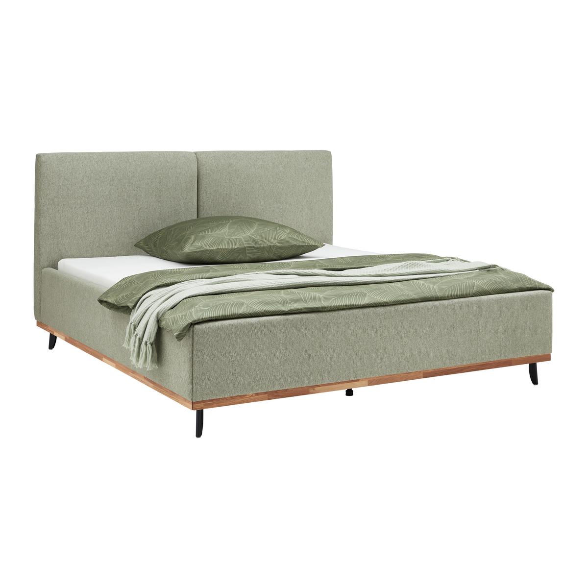 Bett Emily Grün ca. 180x200cm - Schwarz/Grün, KONVENTIONELL, Holzwerkstoff/Textil (180/200cm) - Premium Living