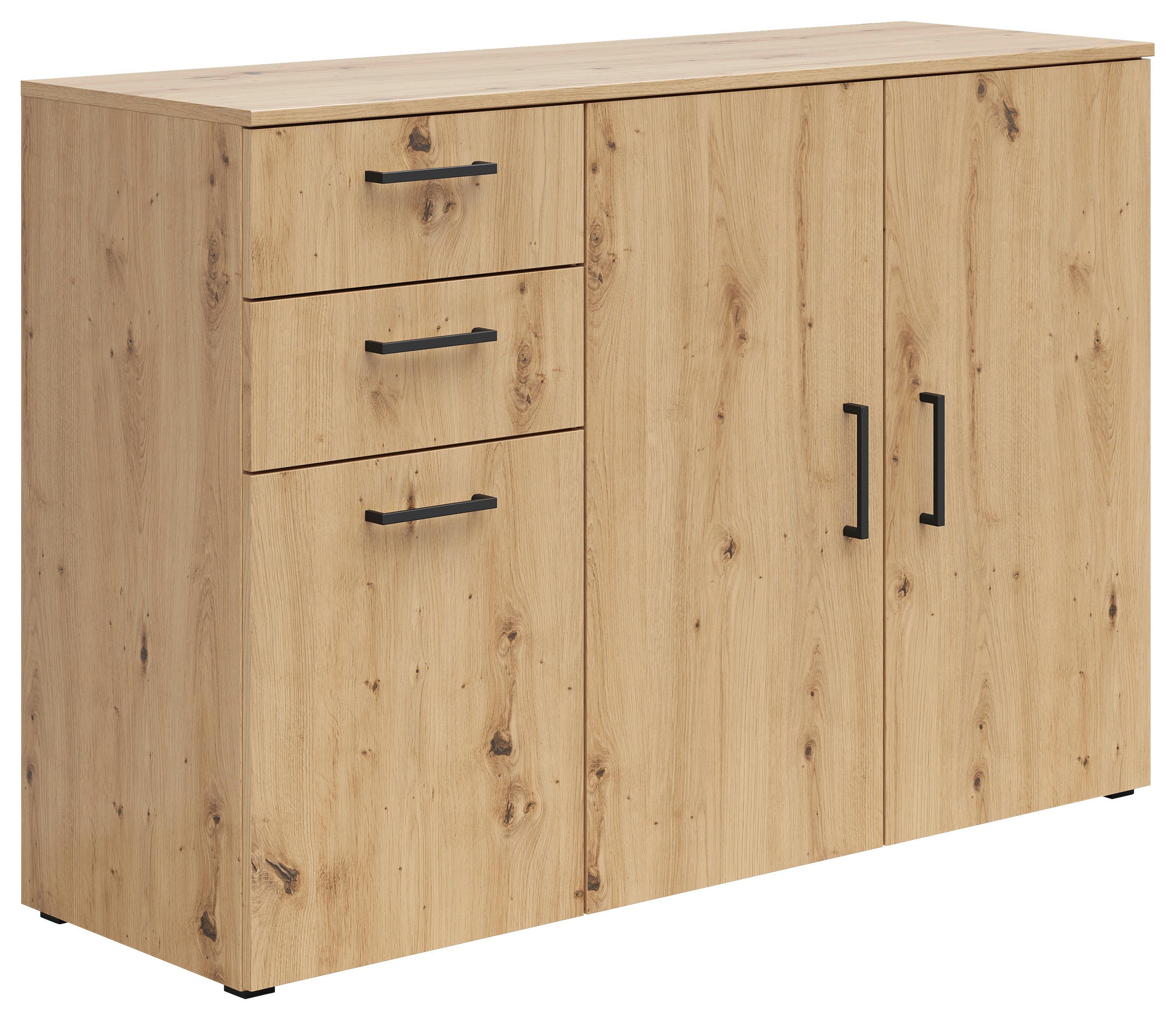 Kommode Multistauraum Eiche Artisan - Anthrazit/Schwarz, MODERN, Holzwerkstoff/Kunststoff (120/83/40cm) - Mömax