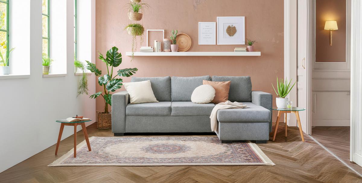 Sarokkanapé Tamara - szürke, Design, textil (244/157cm) - Mömax