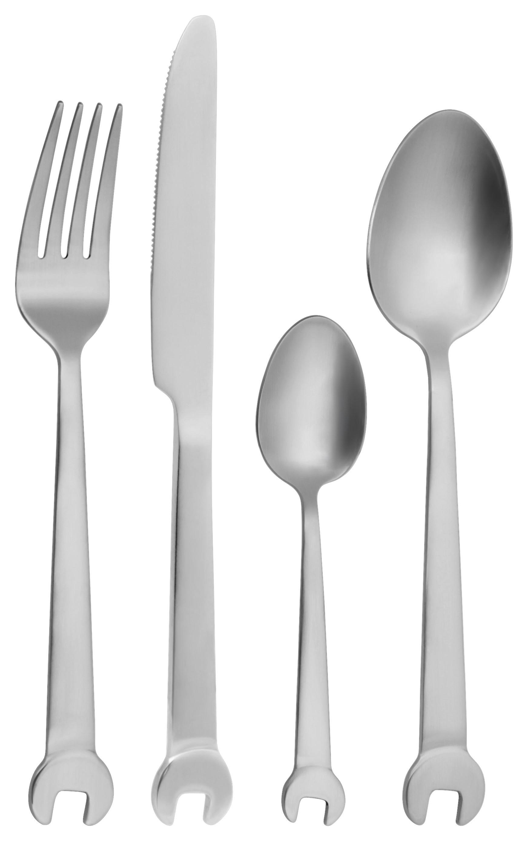 Besteckset Mechanic, 16-teilig - Edelstahlfarben, Modern, Metall - Modern Living
