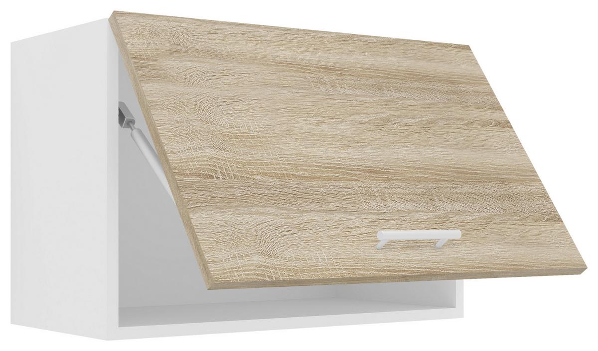 Kuhinjska Zgornja Omarica Esilo, Hrast, Bela - bela/barve aluminija, Konvencionalno, kovina/leseni material (60/40/31cm) - MID.YOU