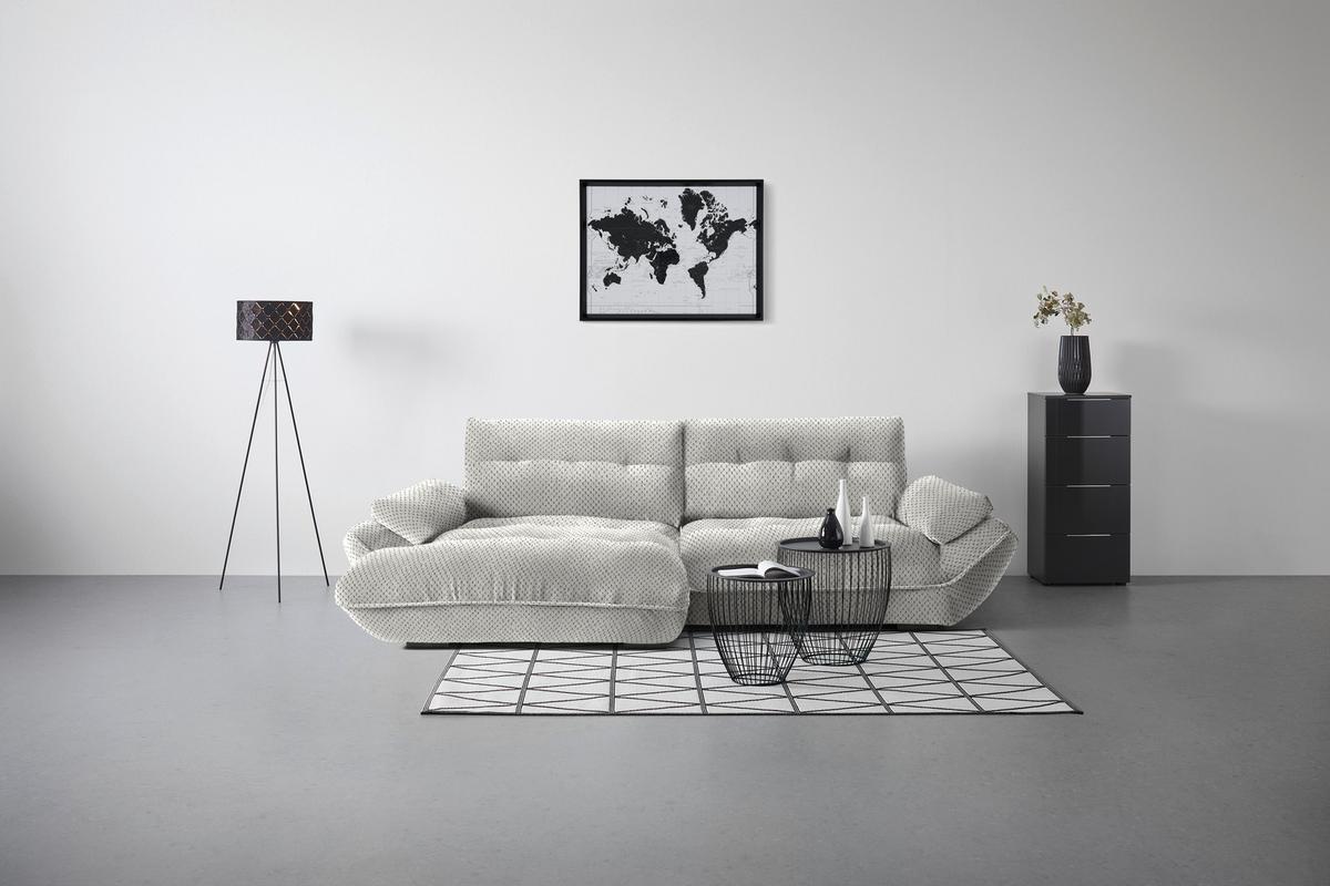 Wohnlandschaft Vivo Grauweiß - Grauweiß/Schwarz, MODERN, Kunststoff/Textil (179/63/317cm) - Premium Living