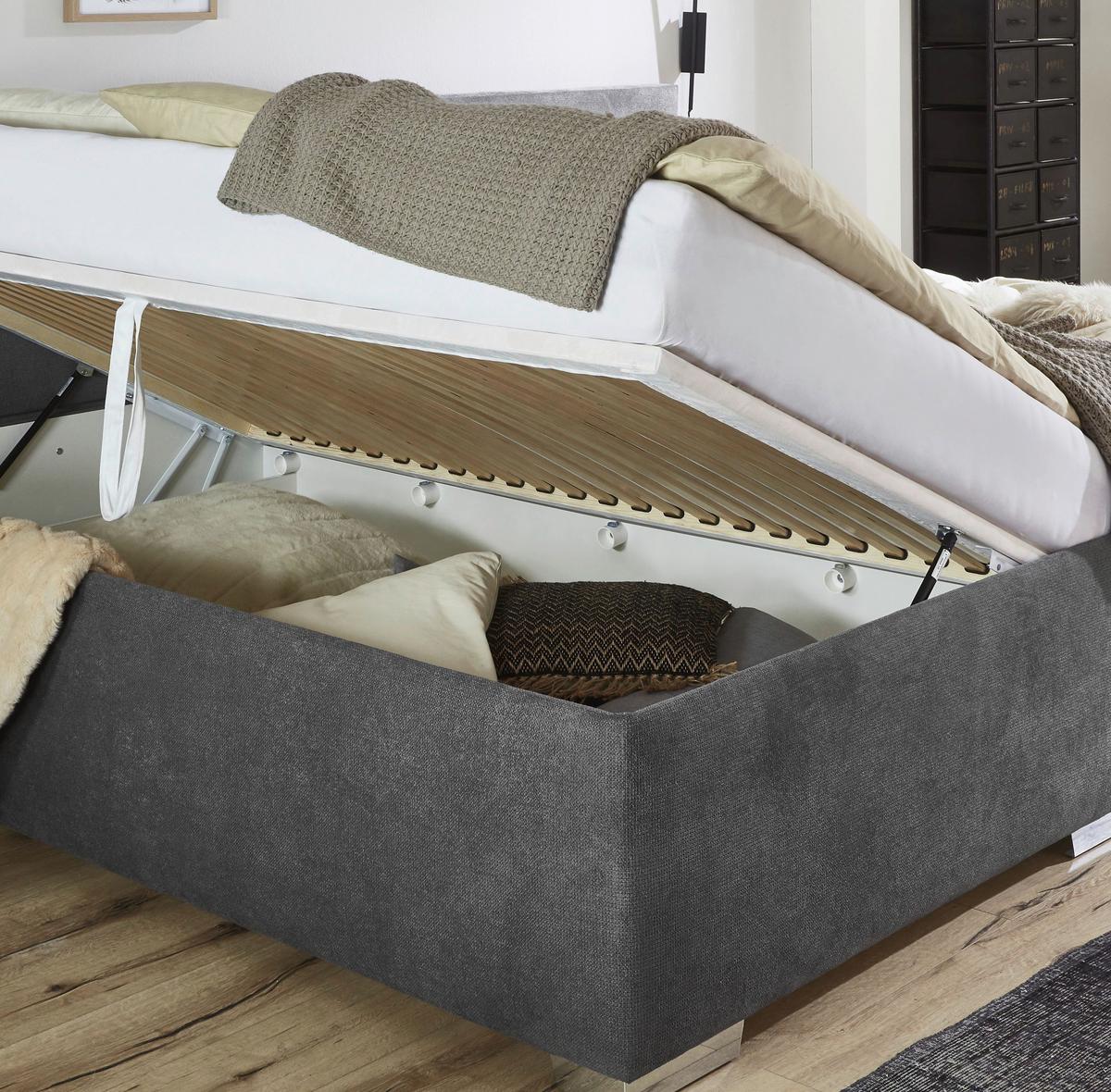 Tapecirani Krevet Bez Madraca My Family - tamno siva, Konvencionalno, drvo (280/220cm)