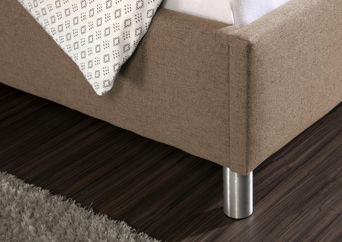 Polsterbett Ray Hellbraun Webstoff ca. 180x200 cm - Hellbraun/Alufarben, MODERN, Textil/Metall (180/200cm) - Livetastic