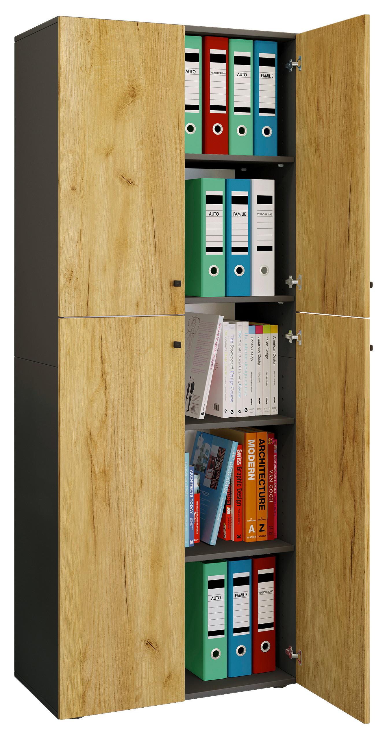 AKTENSCHRANK LONA XXL - Honigeiche/Anthrazit, Design, Holzwerkstoff (70/183/39cm) - MID.YOU