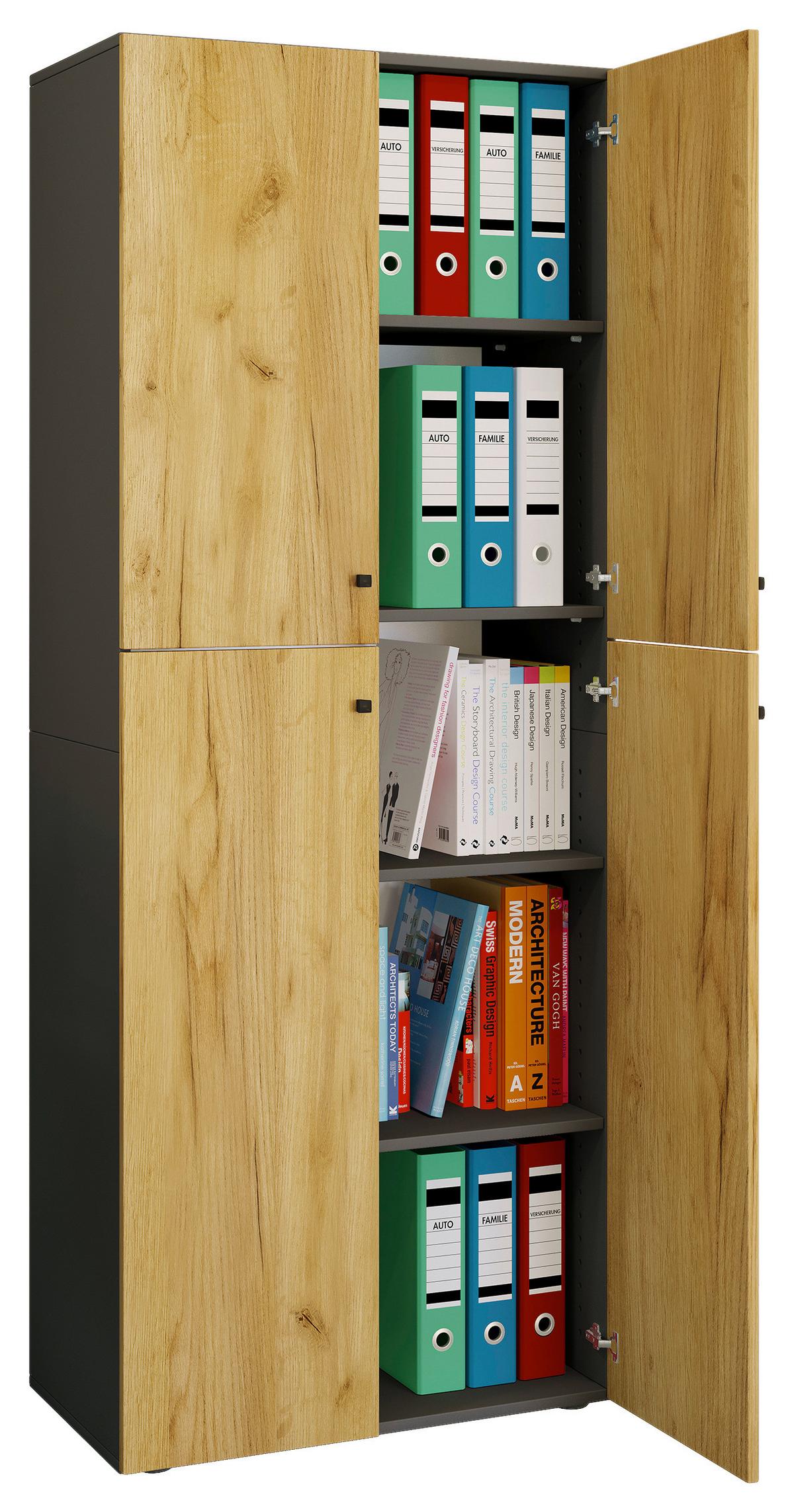 Arhivska Omara Lona Xxl, Antracit, Barva Hrasta - medeni hrast/antracit, Design, leseni material (70/183/39cm) - MID.YOU