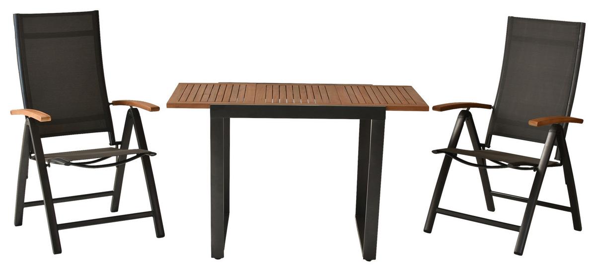 GARTENSET TOBLINO - Graphitfarben/Grau, MODERN, Holz/Textil - Gardenson