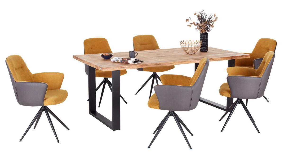 Masă WOOD 200 - culoare natur/negru, Konventionell, lemn/metal (200/75/100cm) - James Wood