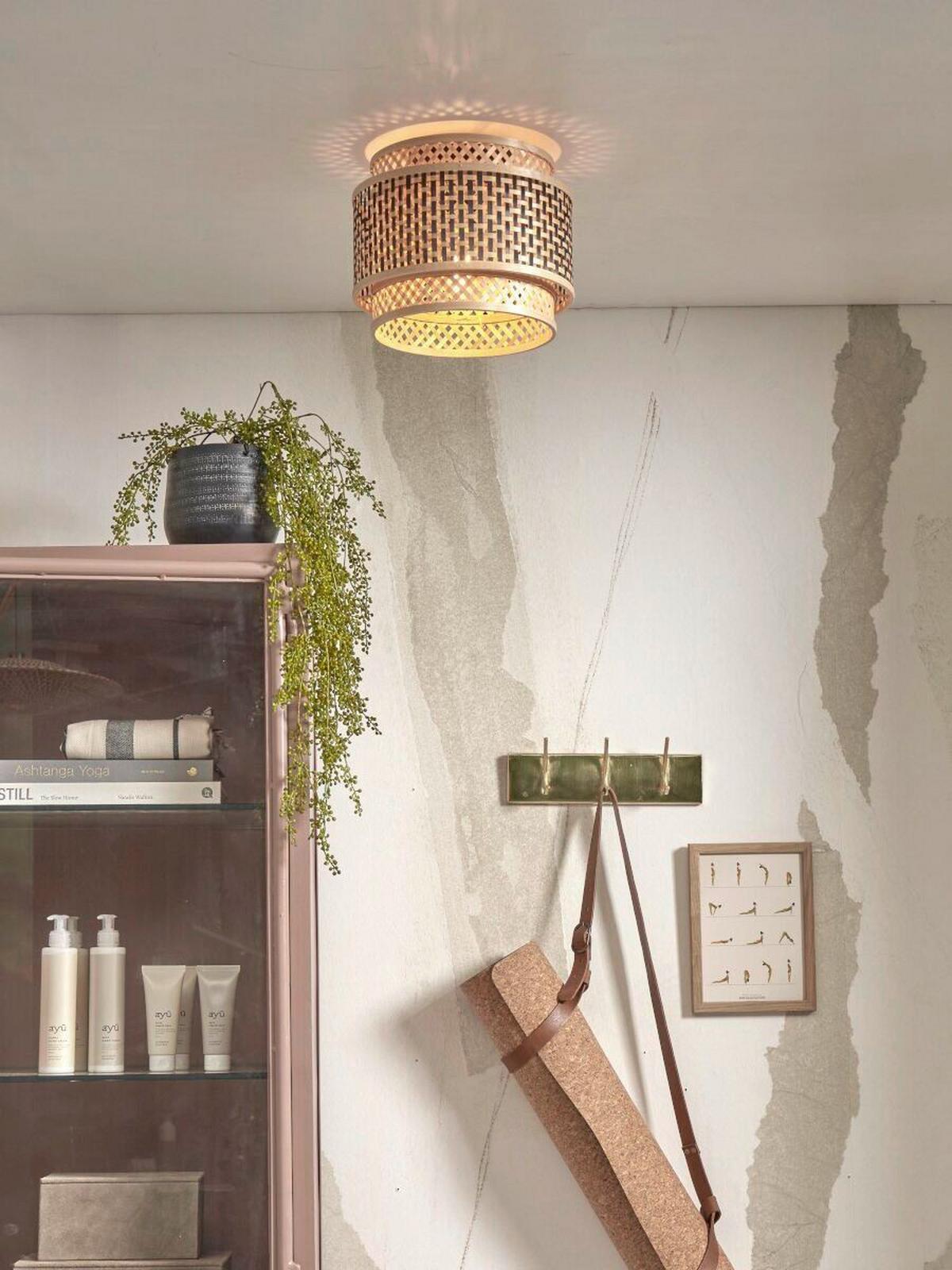 Stropna Svetilka Bhutan, Črna, Bambus - črna/naravne barve, Trend, les (25/20cm) - Good & Mojo