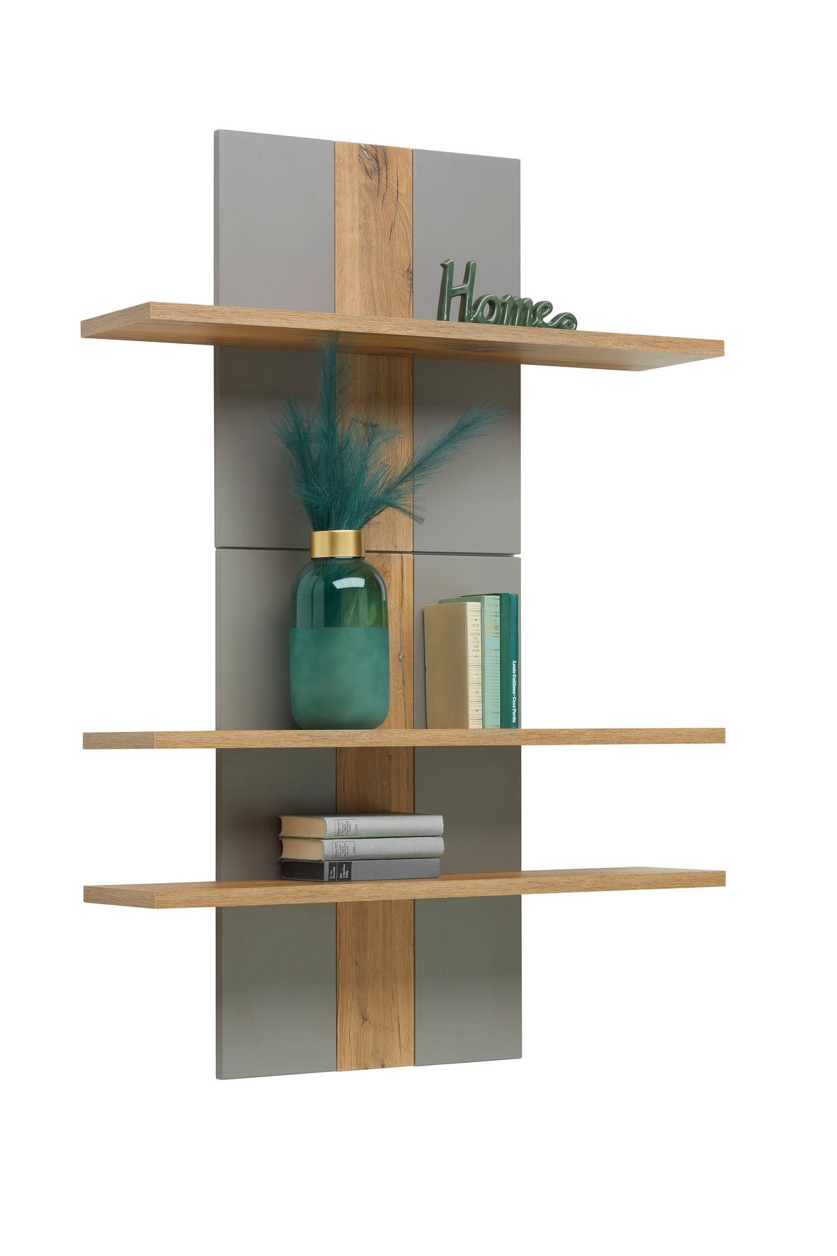 Stenski Regal Auris, Barva Hrasta, Siva - siva, Moderno, leseni material (100/143/25cm) - Mömax