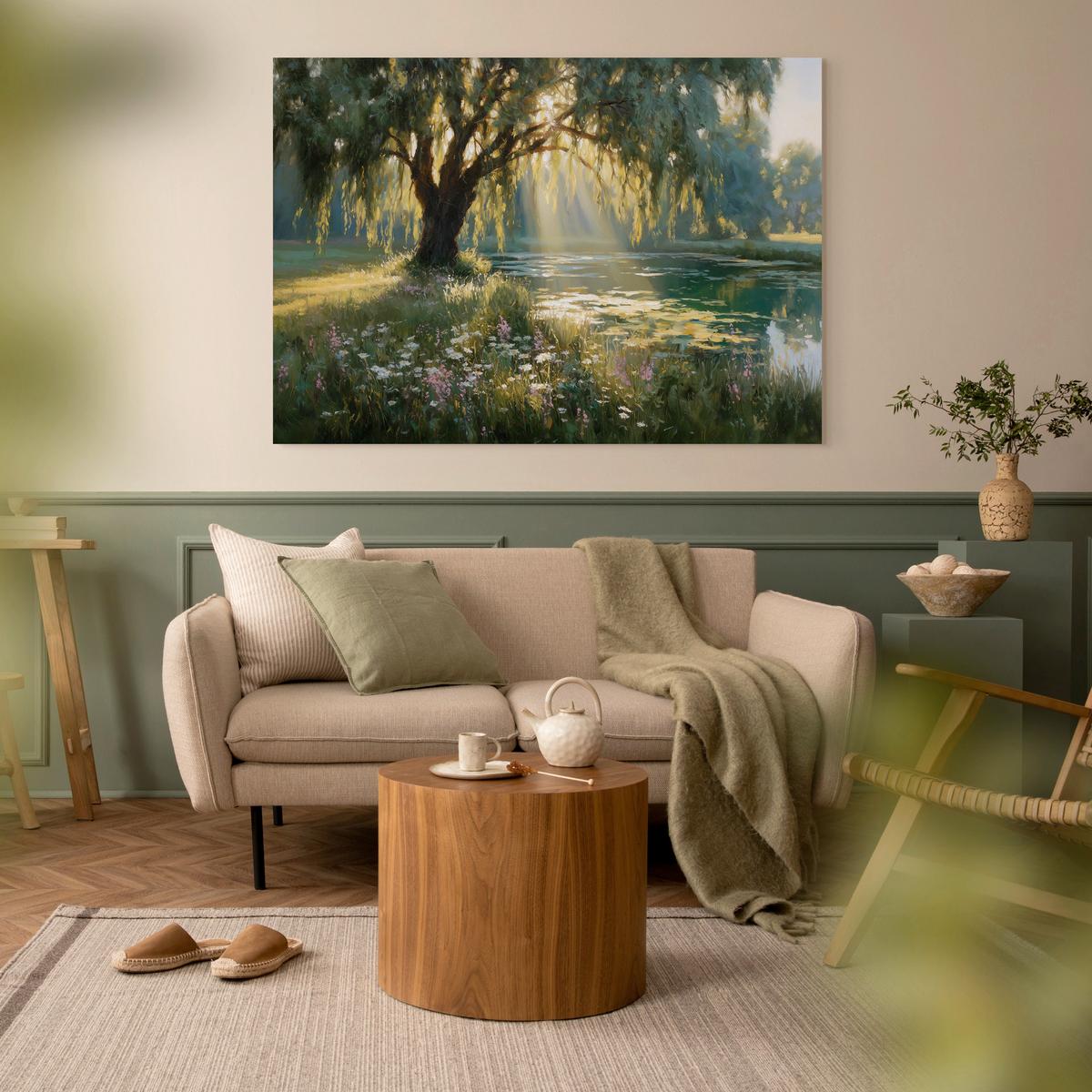Leinwandbild ST869 Sunlit Willow Multicolor ca. 85x113cm - Multicolor, Basics, Holz/Textil (85/113cm)