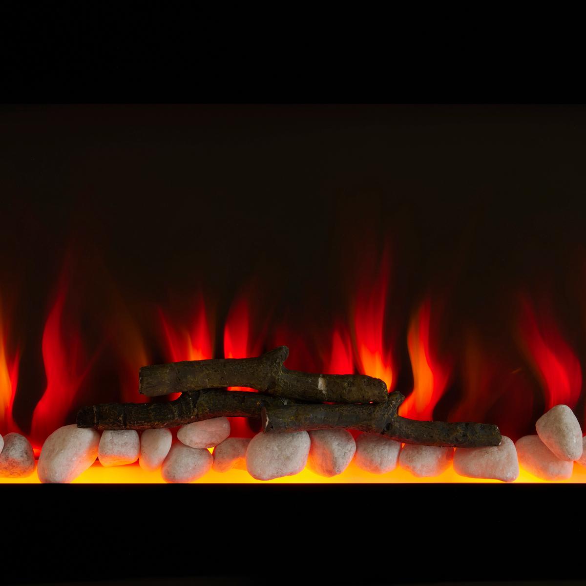 Elektrokamin Blaze Schwarz Wandmontage mit Fernbedienung - Schwarz, MODERN, Glas/Metall (127/50/10,5cm) - Premium Living