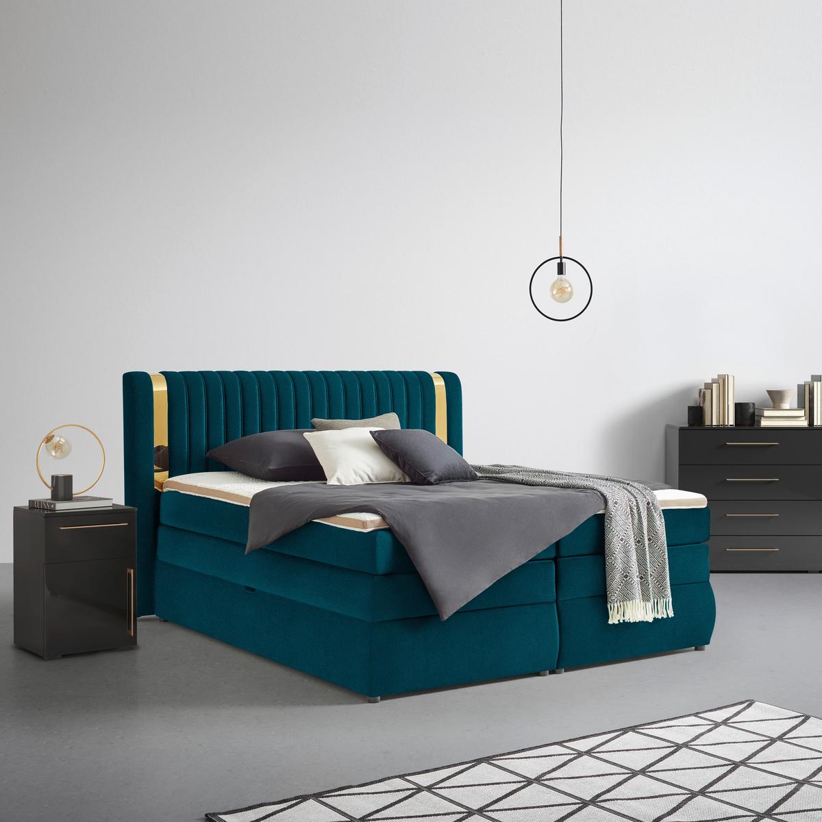 PAT BOXSPRING MINOLA GOLD EXKLUZIV - petrol, Konventionell, textil (180/200cm) - Premium Living