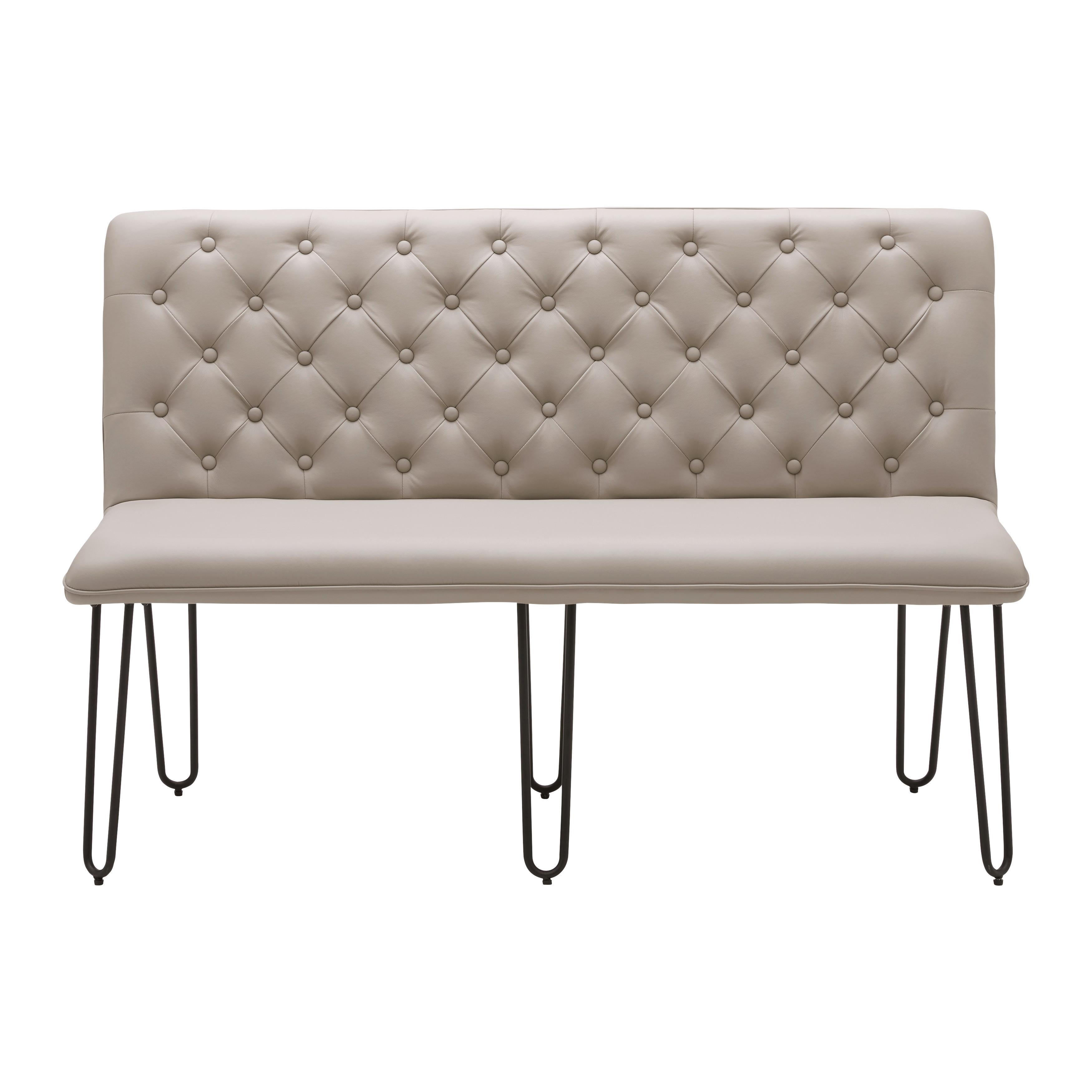 Sitzbank taupe, "Ivie", Lederlook - Taupe/Schwarz, MODERN, Holz/Textil (140/92/62cm) - Bessagi Home