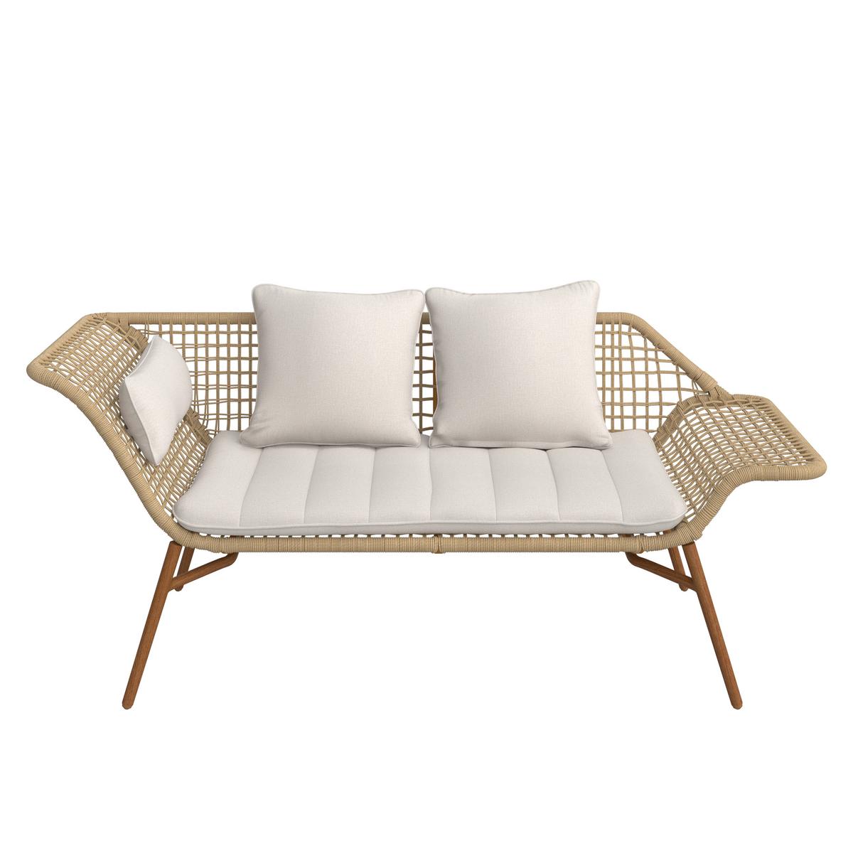 Bancă Merle - culoare lemn tec, Natur, plastic/metal (178/72/73cm) - Mömax