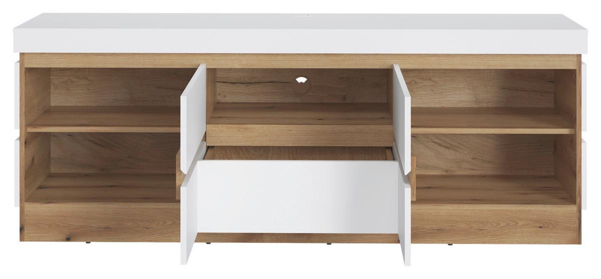 Tv Komoda Calabria - bijela/boje hrasta, Trend, drvni materijal/plastika (180,2/68/45cm) - Modern Living