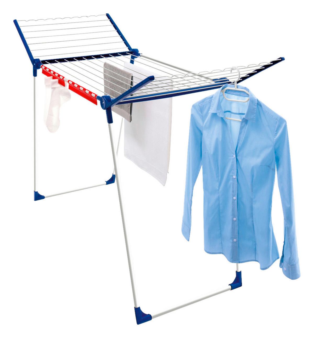 Suport pentru uscat rufe Pegasus solid - albastru/alb, Basics, metal (167/66,5/87cm) - Leifheit