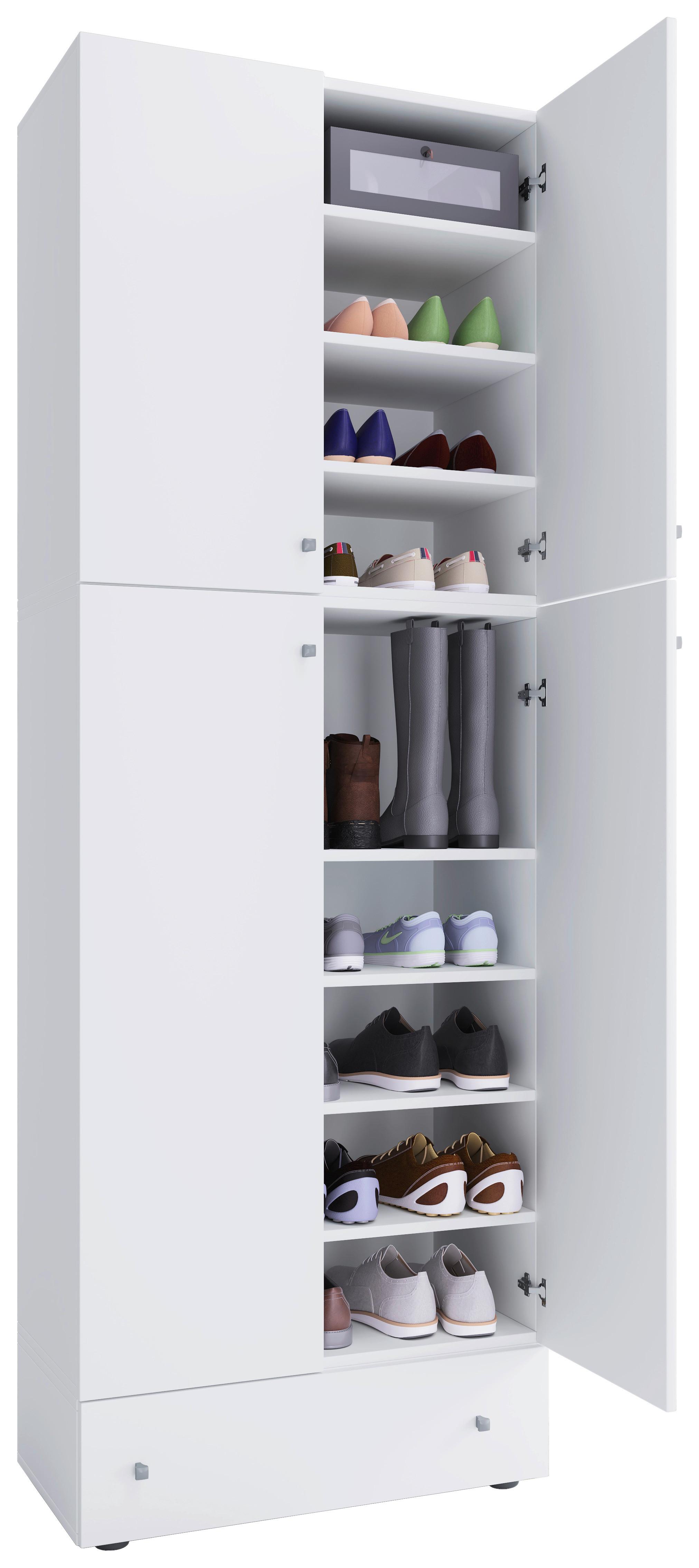 Schuhschrank Lona XXL ca.70x200x39cm Weiß - Schwarz/Weiß, MODERN, Holzwerkstoff/Kunststoff (70/200/39cm) - MID.YOU