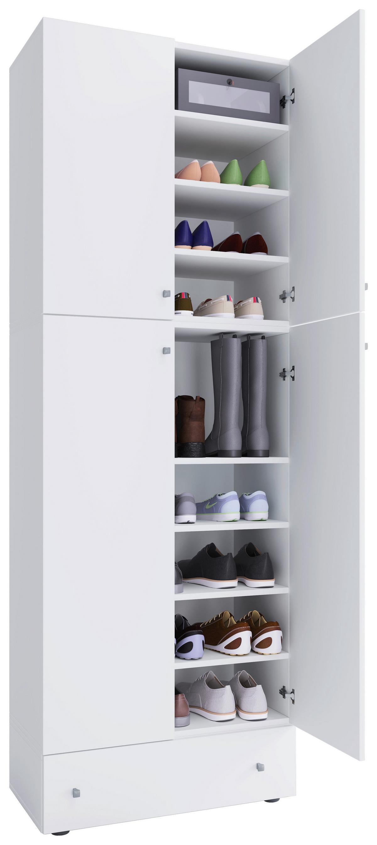 Schuhschrank Lona XXL ca.70x200x39cm Weiß - Schwarz/Weiß, MODERN, Holzwerkstoff/Kunststoff (70/200/39cm) - MID.YOU