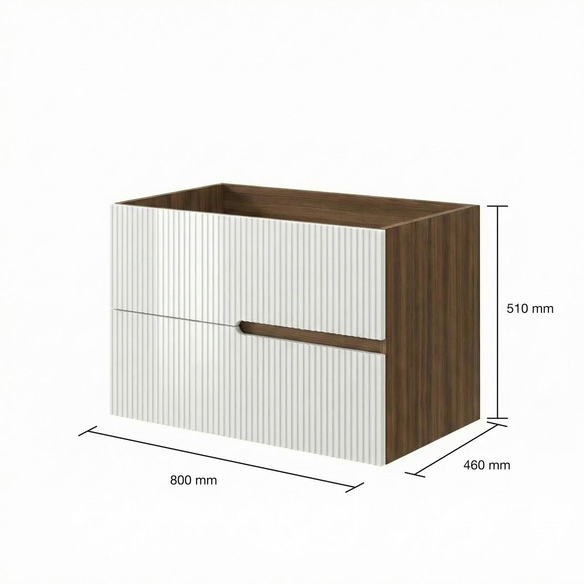 Element Ispod Umivaonika Eva - boje oraha/bijela visoki sjaj, Moderno, drvni materijal (80/51/46cm)