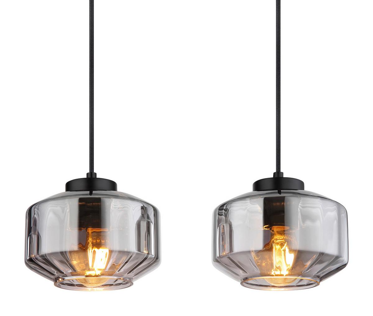 Hängeleuchte CHRISTIANA max. 40 Watt - Schwarz, Design, Glas/Metall (96/18/120cm) - Globo