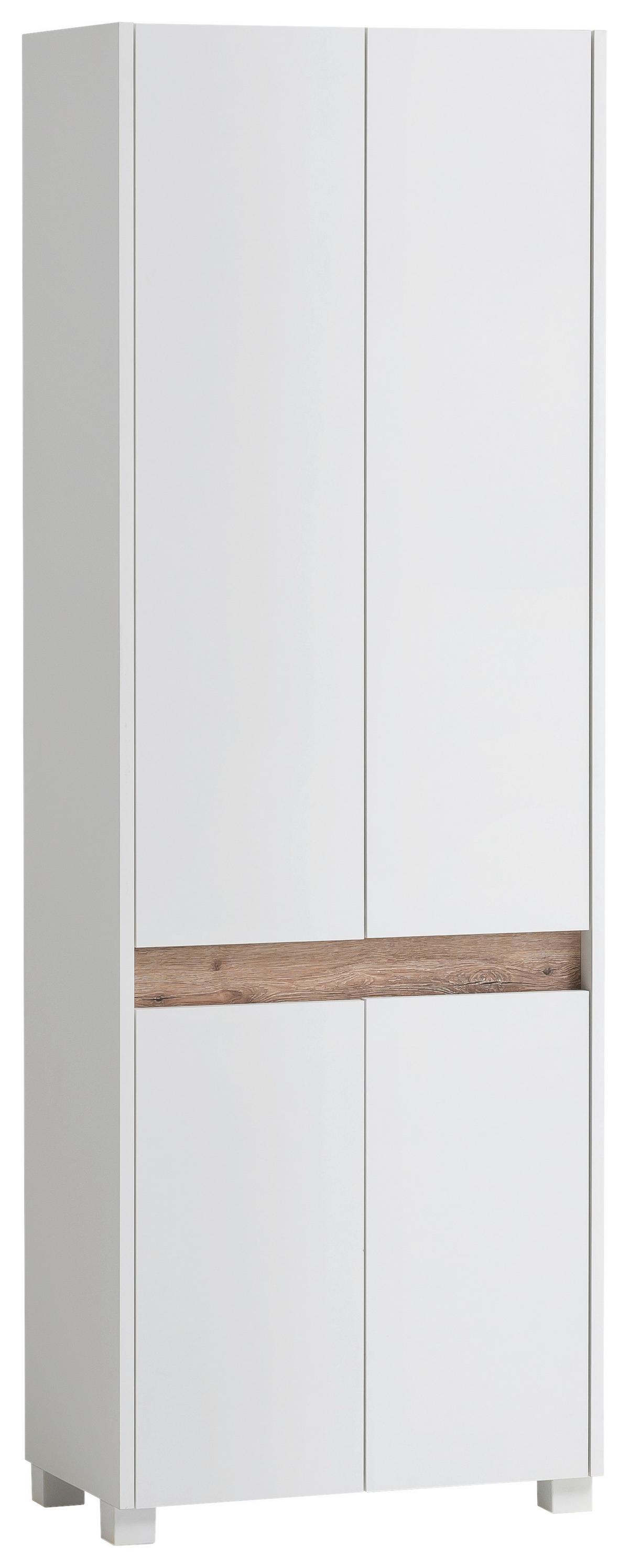 Schuhschrank Cosmo ca.56,9x164,5x33cm Weiß - Silberfarben/Weiß, Design, Holzwerkstoff/Kunststoff (56,9/164,5/33cm) - MID.YOU