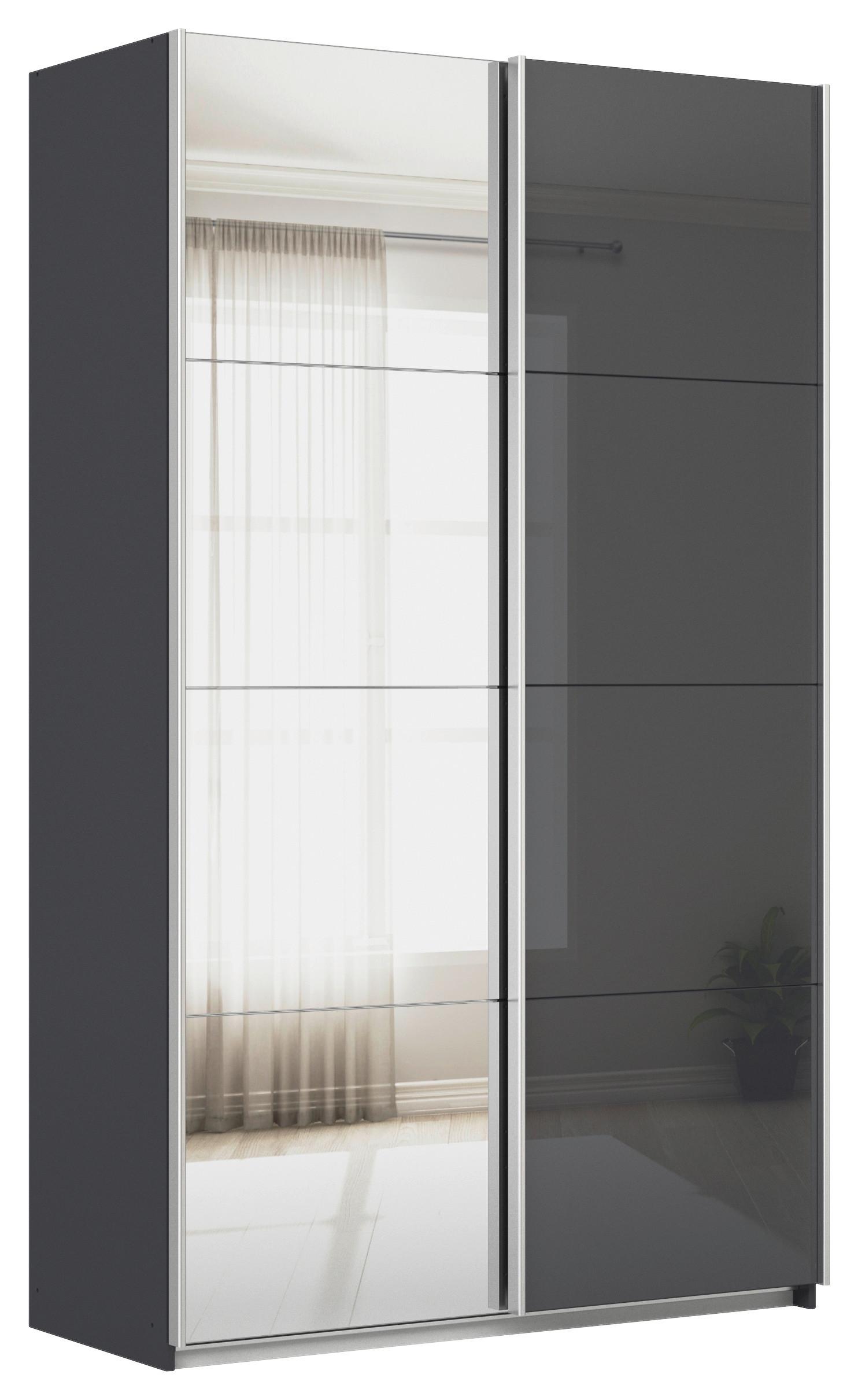 Ormar S Kliznim Vratima Feldkirch - srebrne boje/antracit visoki sjaj, Moderno, staklo/drvni materijal (136/229/62cm)
