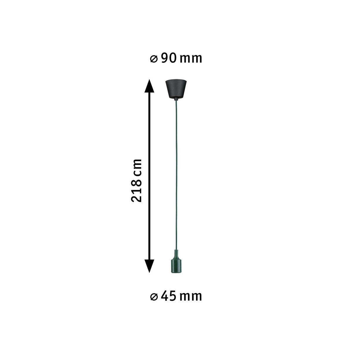 Hängeleuchte Ketil in Grün/Schwarz max. 60 Watt - Schwarz/Grün, Basics, Kunststoff/Textil (9,0/218cm) - Paulmann