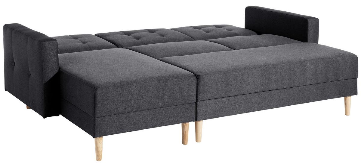 ECKSCHLAFSOFA EASY RELAX - Eschefarben/Graphitfarben, MODERN, Holz/Textil (223/152cm) - Max Winzer