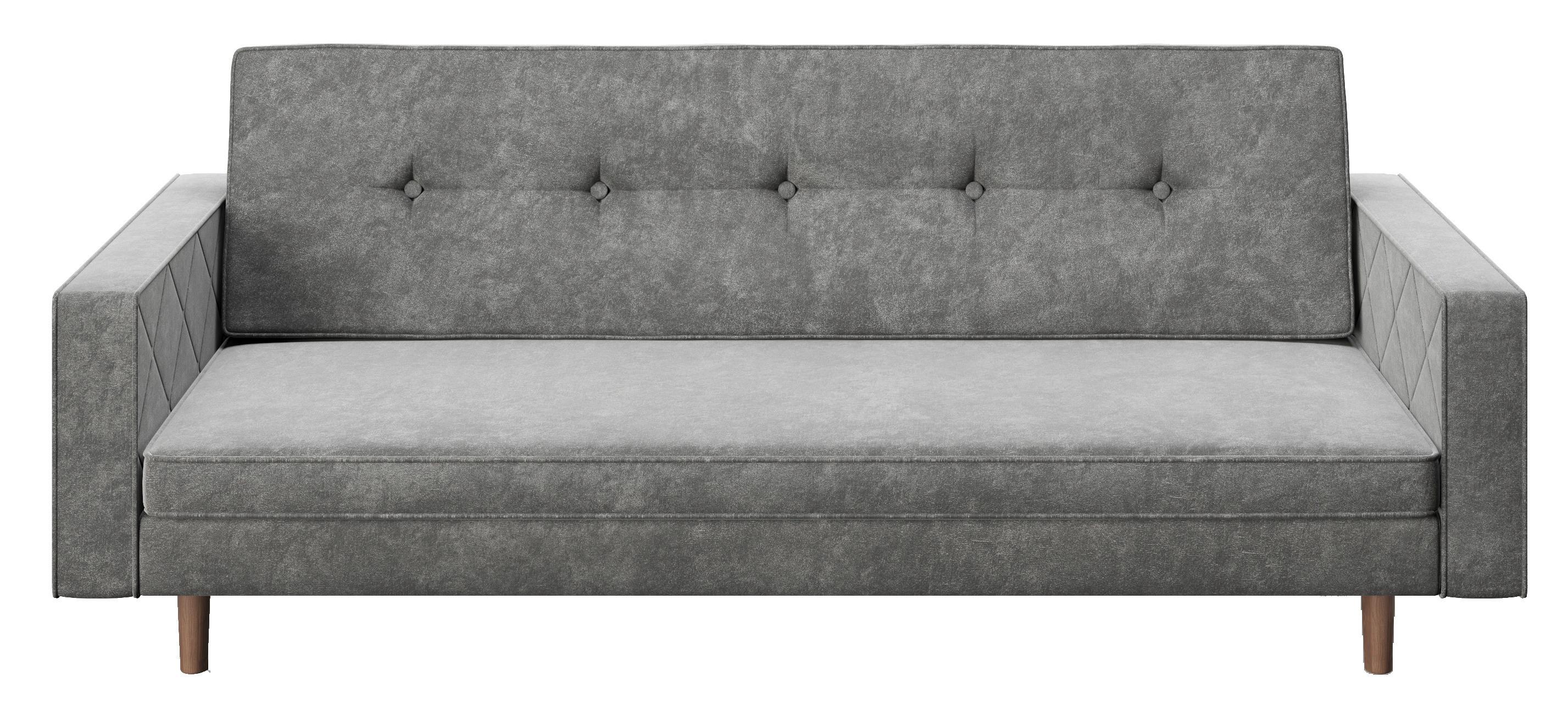 PLAYBOY Schlafsofa Shirley ca. 200x80 cm Samt Grau - Braun/Grau, KONVENTIONELL, Holz/Textil (200/80/81cm) - Playboy
