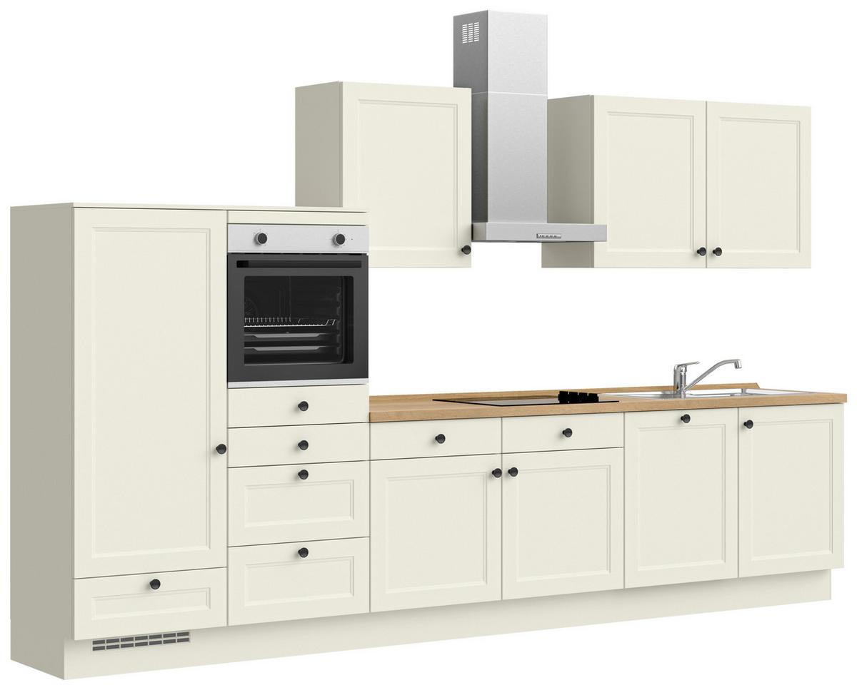 Küchenblock Cascada Low m. Geräten Weiß - Eichefarben/Schwarz, MODERN, Holzwerkstoff/Metall (360cm) - Nobilia