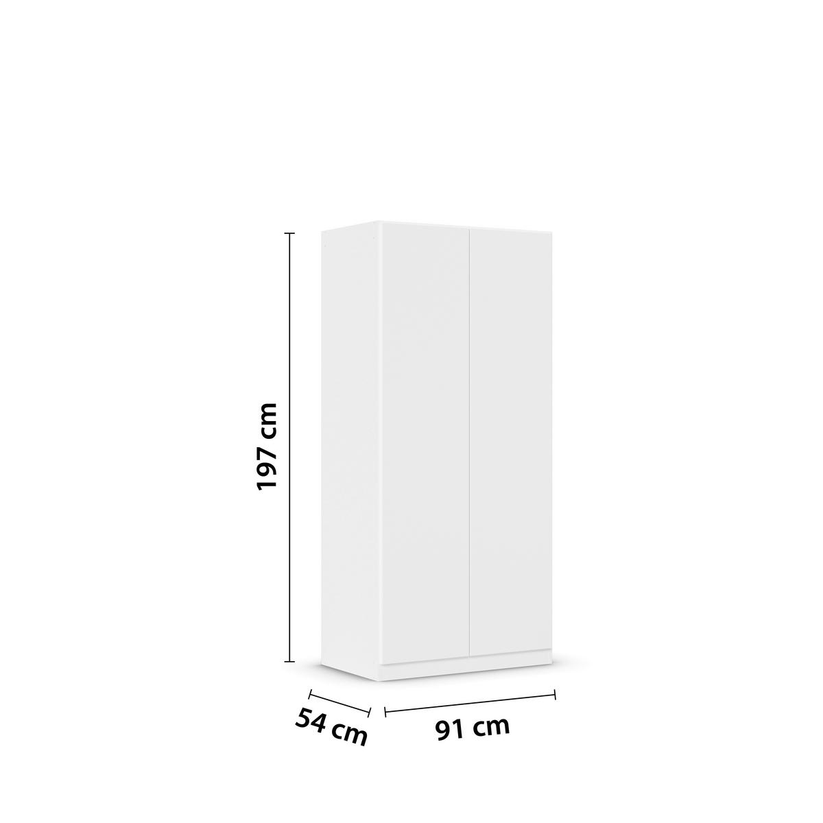 Drehtürenschrank COSTA ca.91x197x54cm Weiß - Weiß, MODERN, Holzwerkstoff (91/197/54cm) - Rauch Möbel