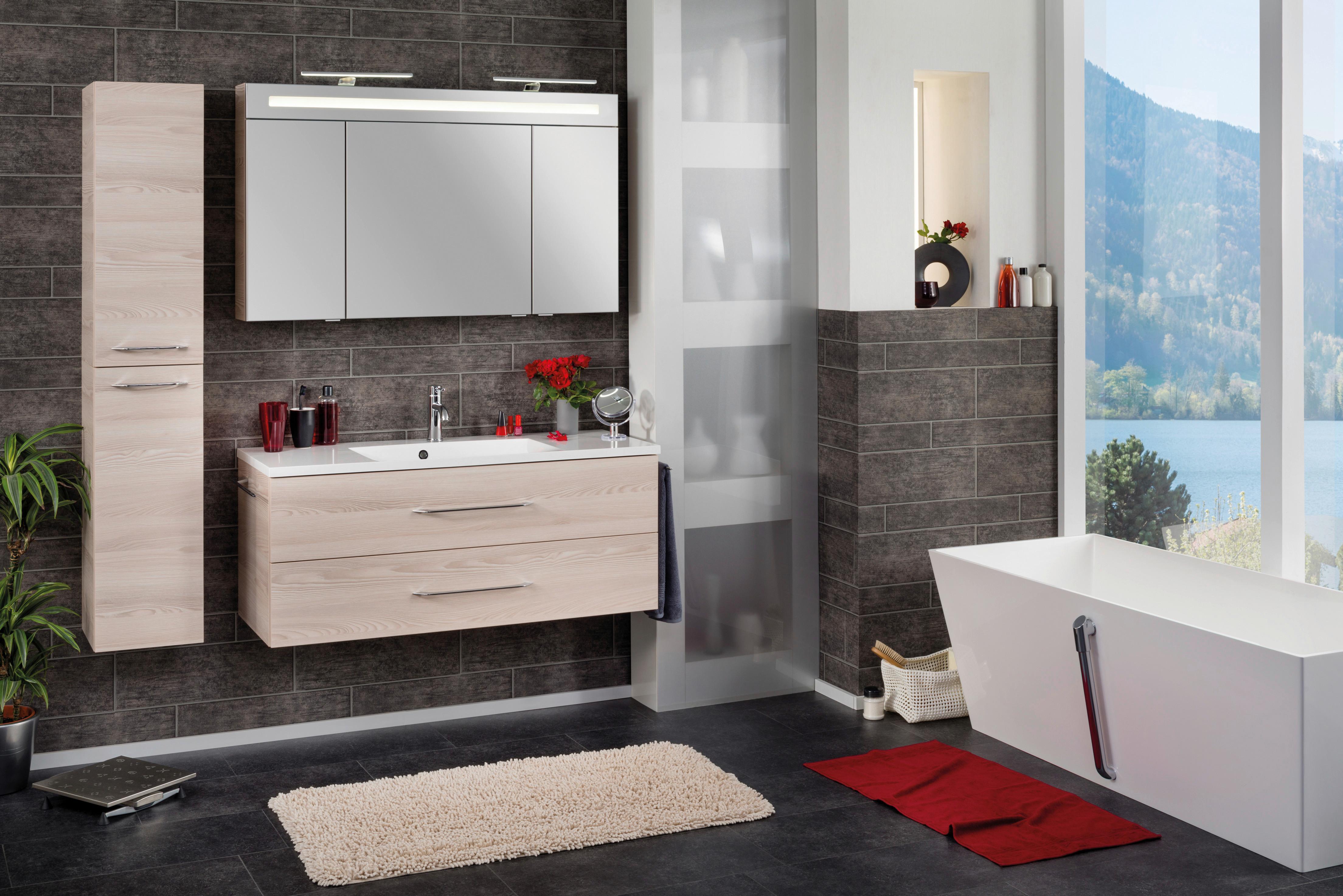Hochschrank "B.Clever" , esche - Eschefarben/Alufarben, MODERN, Glas/Holzwerkstoff (30/159/32cm) - MID.YOU