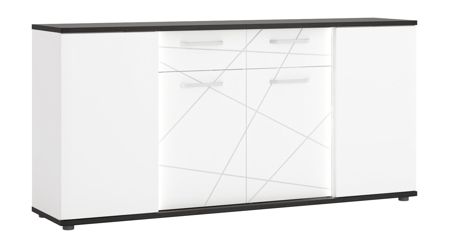 Komoda Venezia, Bela, Barva Temnega Hrasta - bela/temni hrast, Moderno, kovina/umetna masa (181,8/87,4/40cm)