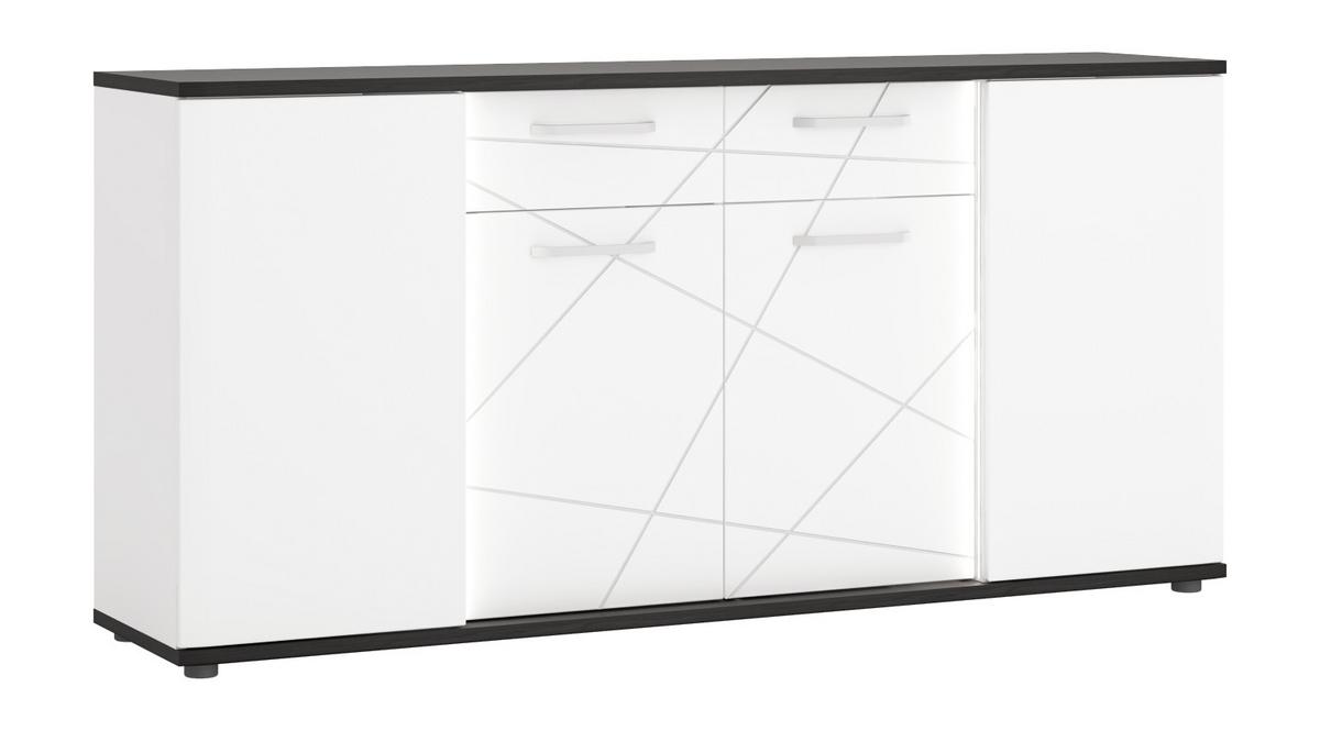 Komoda Venezia, Bela, Barva Temnega Hrasta - bela/temni hrast, Moderno, kovina/umetna masa (181,8/87,4/40cm)