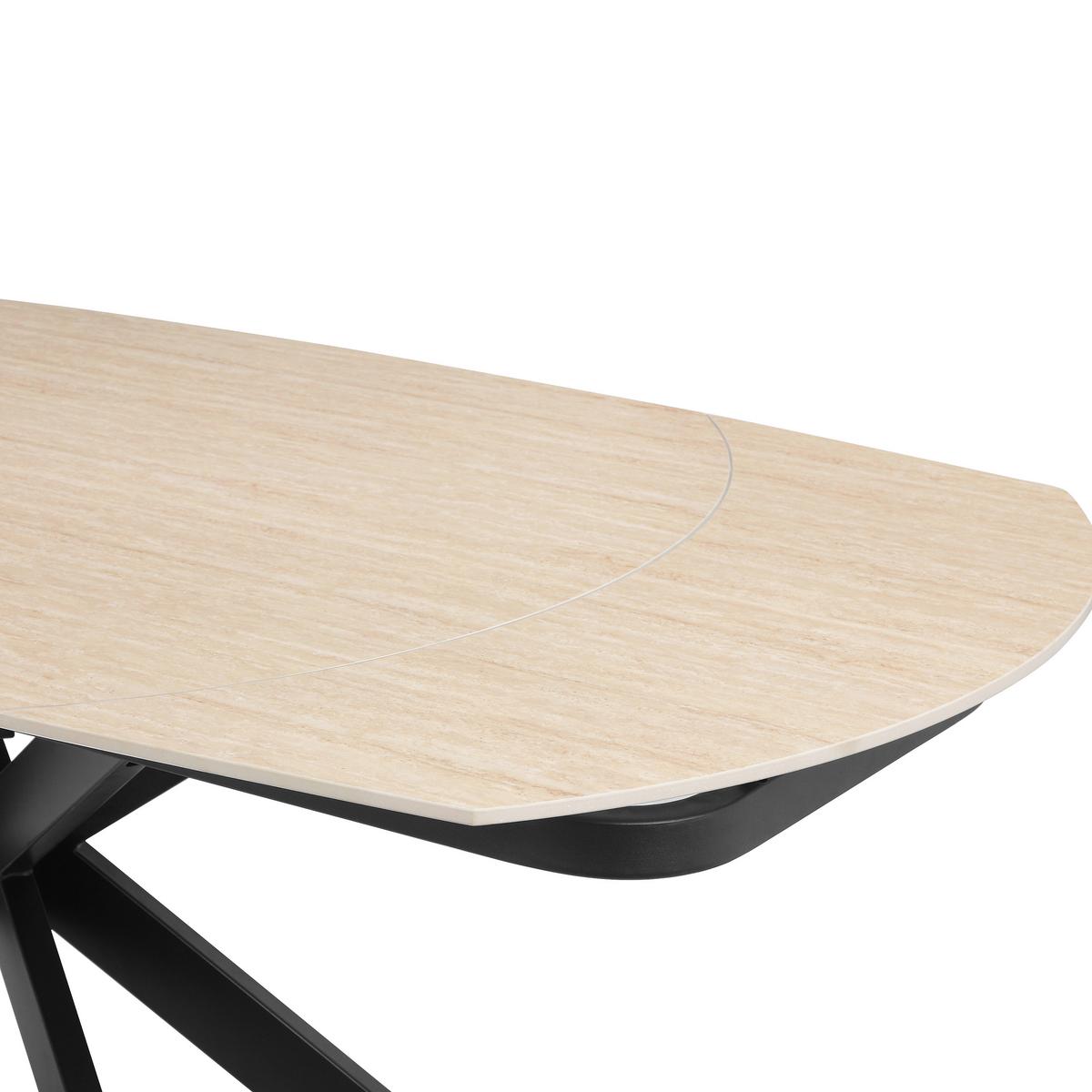 Raztegljiva Miza Senna, Bež, 120-180x90 - črna/bež, Moderno, kamen/kovina (120-180/90/75.5-79cm) - P & B