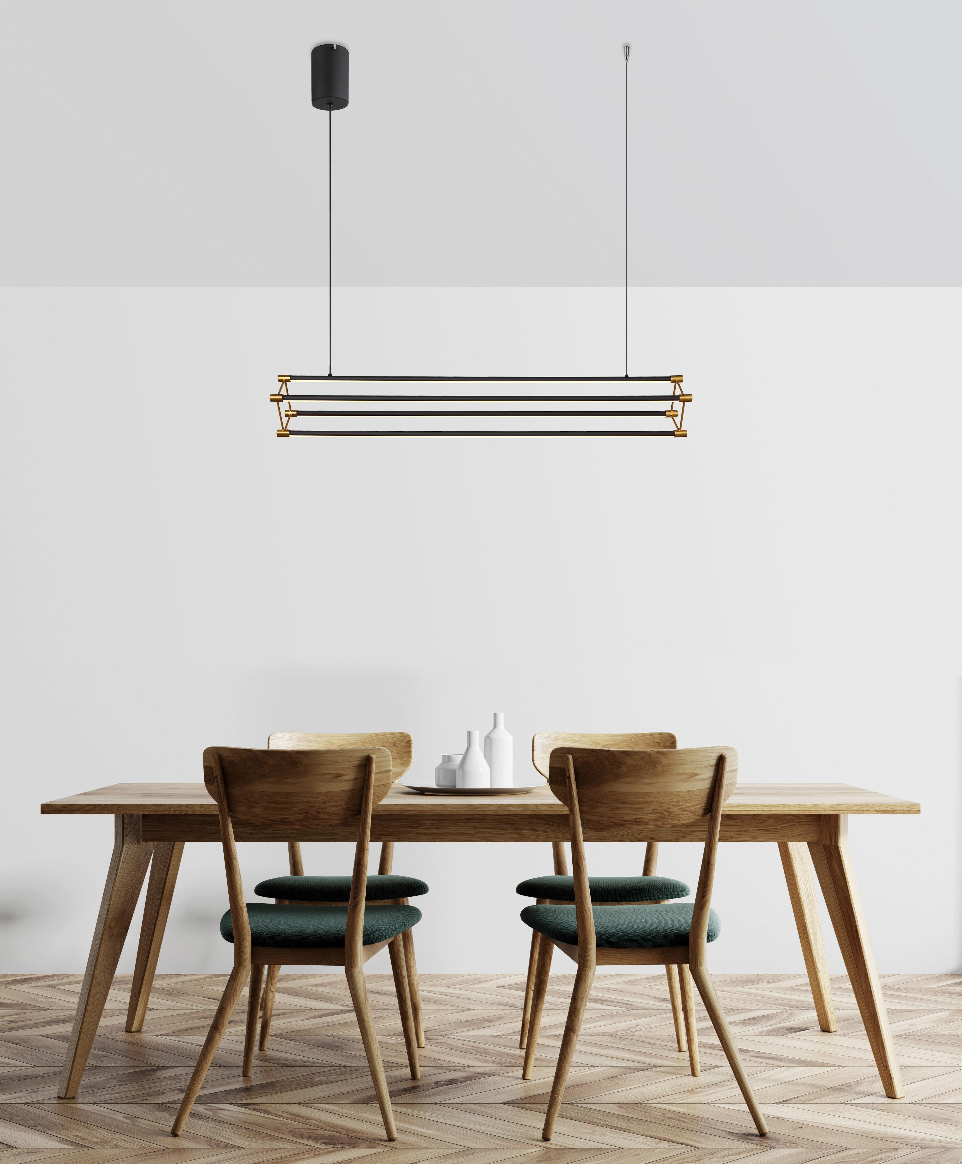 LED-HÄNGELEUCHTE 67184-40 - Goldfarben/Schwarz, Design, Kunststoff/Metall (104/16,2/150cm) - Globo