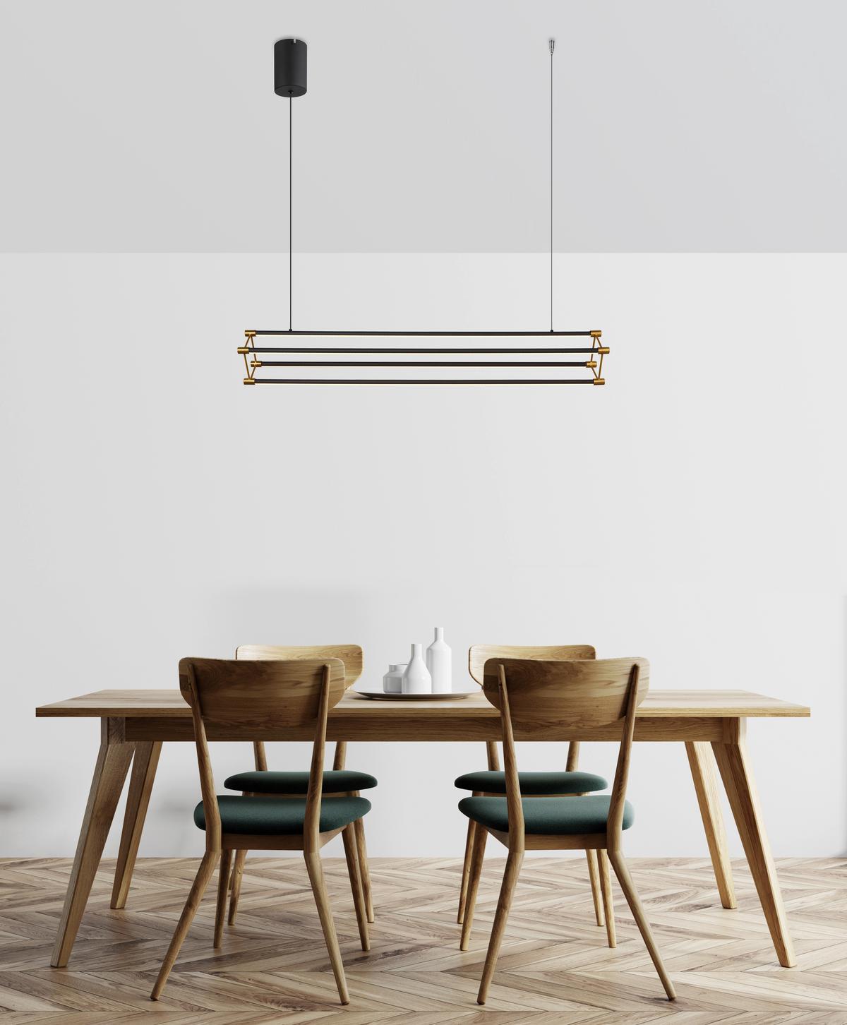 SUSPENSION LED 67184-40 - noir/doré, Design, métal/matière synthétique (104/16,2/150cm) - Globo