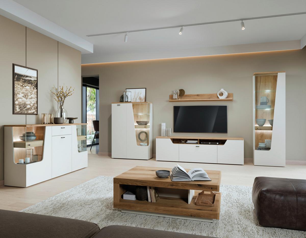 Zidna Polica Cut Out - boje hrasta, Moderno, drvni materijal (150/18/20cm) - Premium Living
