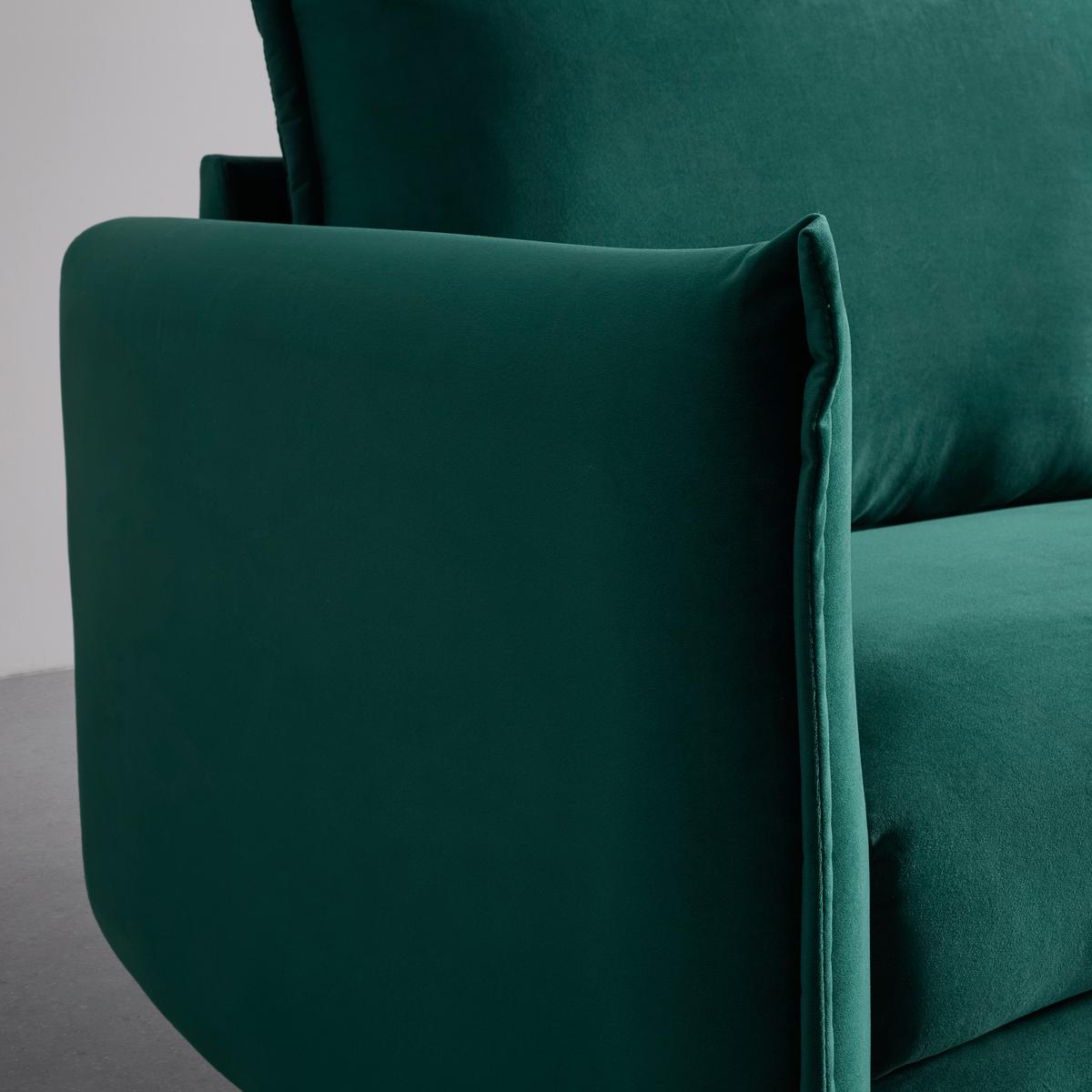 Sofa Yara Grün Samt - Schwarz/Grün, MODERN, Holz/Textil (194/77/92cm) - Bessagi Home