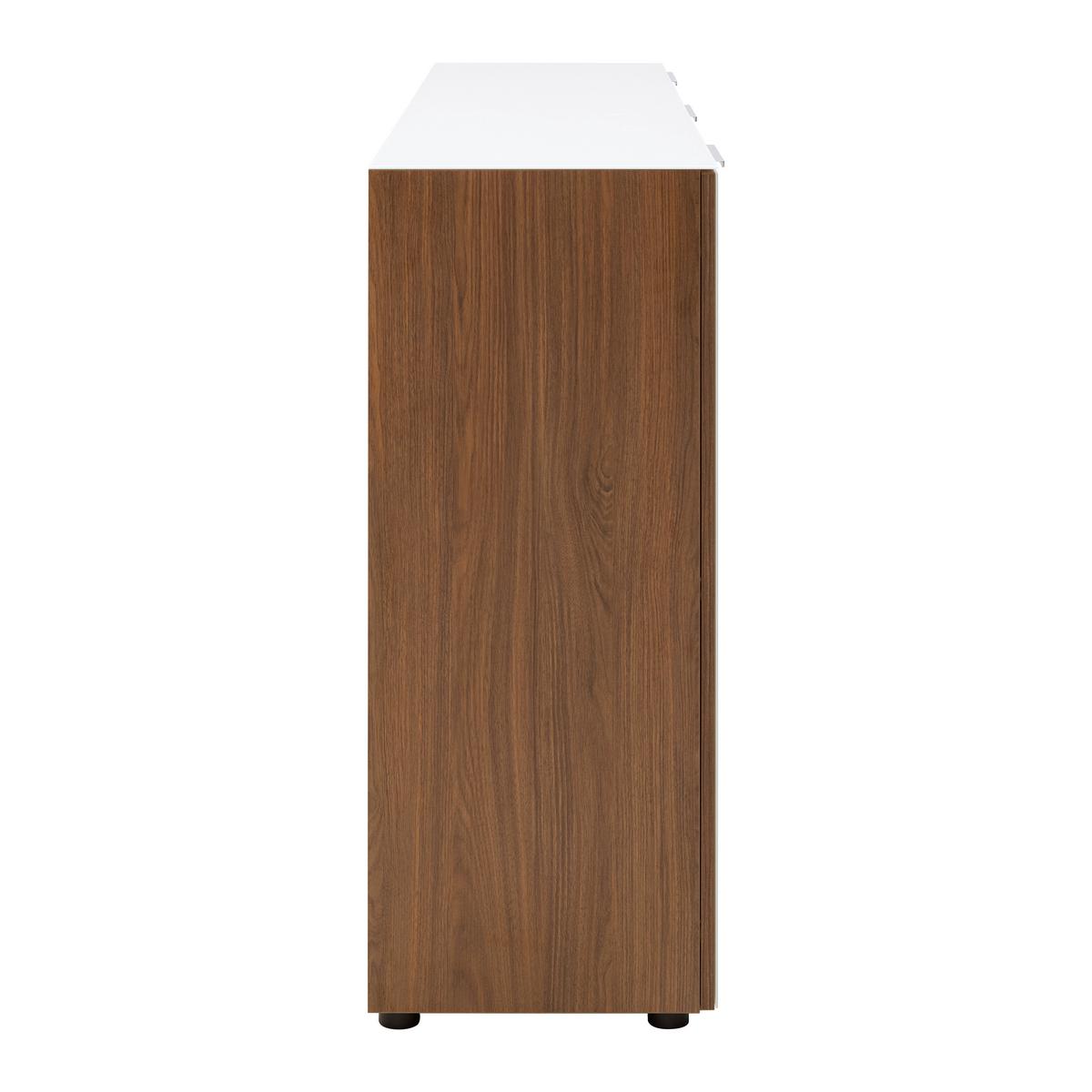 Sideboard Siena Weiß/Nussbaumfarben - Silberfarben/Nussbaumfarben, MODERN, Glas/Holzwerkstoff (180/99/40cm) - Mömax