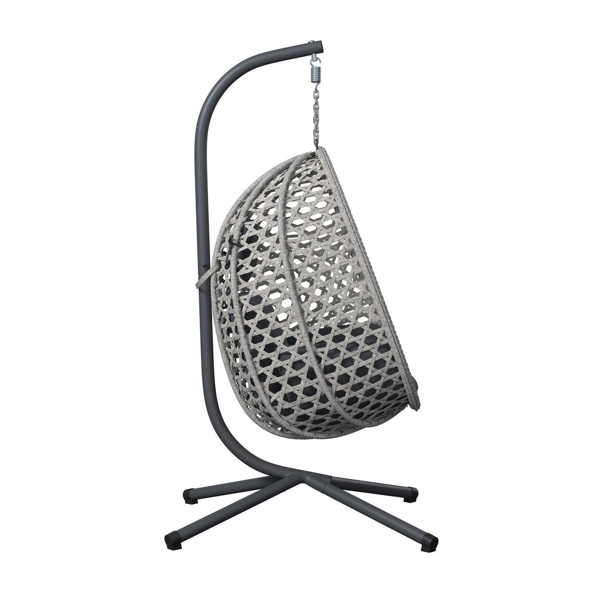 Függőfotel Amy - natúr színű/sötétszürke, Modern, műanyag/textil (95/196/103cm)