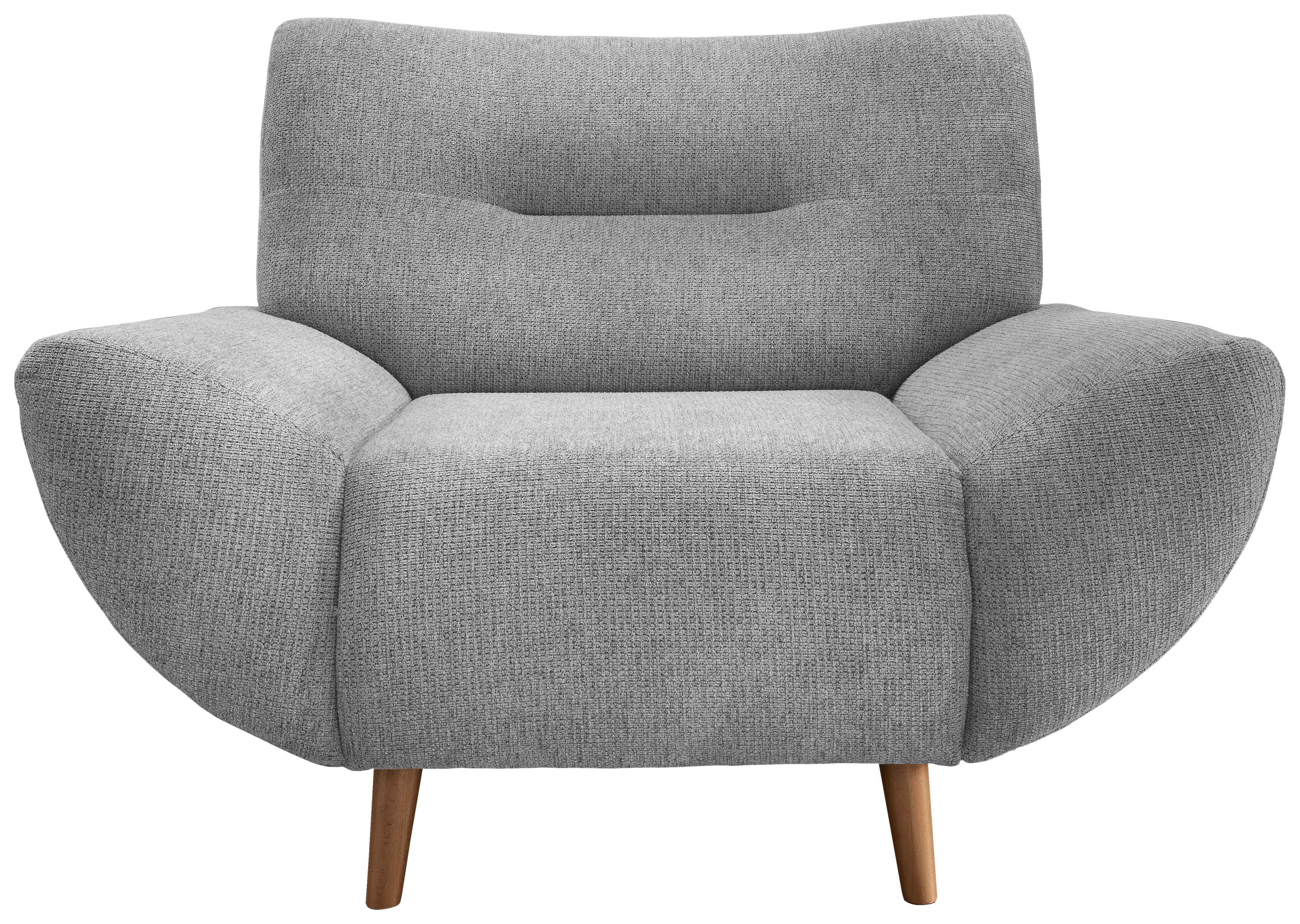 Sessel Drago Silberfarben Chenille - Wildeiche/Silberfarben, MODERN, Holz/Textil (111/81/90cm) - P & B