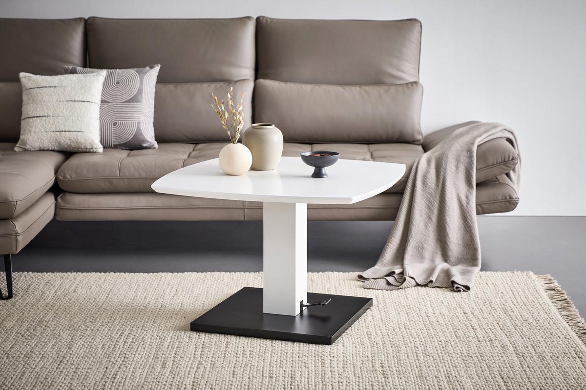 STOLIK KAWOWY METZ -EXKLUSIV- - czarny/biały, Design, materiał drewnopochodny/metal (80/80/47-66cm) - Novel