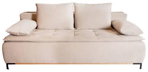 Schlafsofa in Beige - Beige/Schwarz, KONVENTIONELL, Holz/Textil (204/91/106cm) - Zandiara