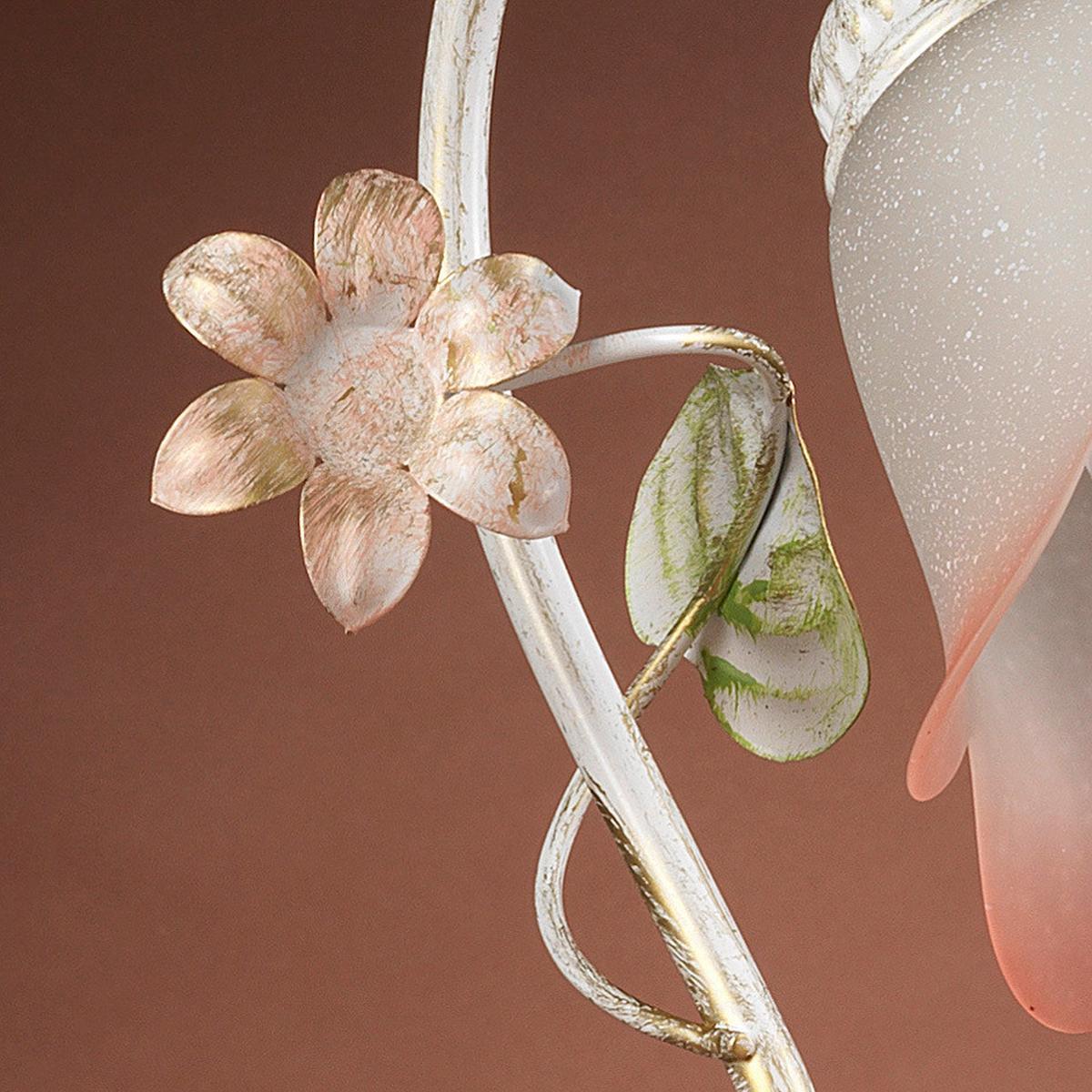 Tischleuchte Botton d'oro Weiß/Pink max. 6 Watt - Weiß, Natur, Glas/Metall (23/15/31cm)